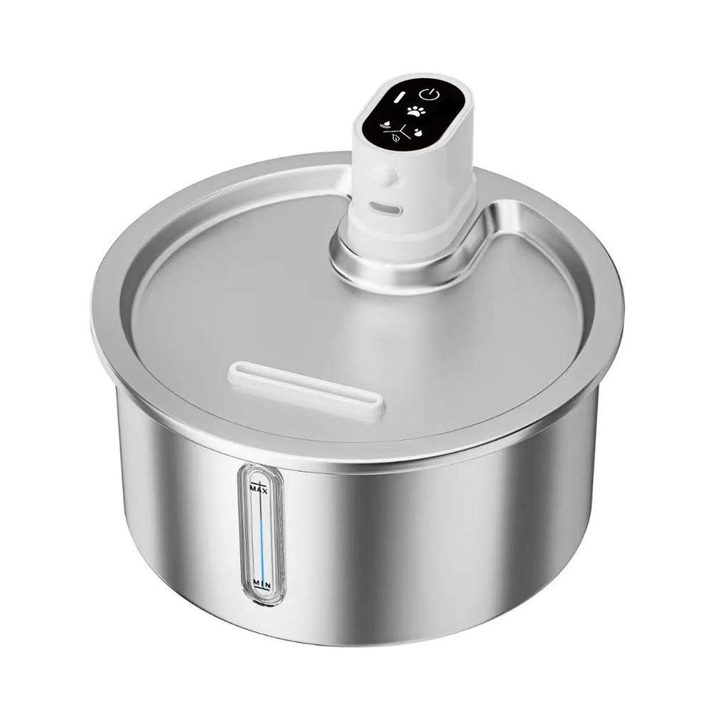 Stainless steel heated water fountain for pets with constant temperature base