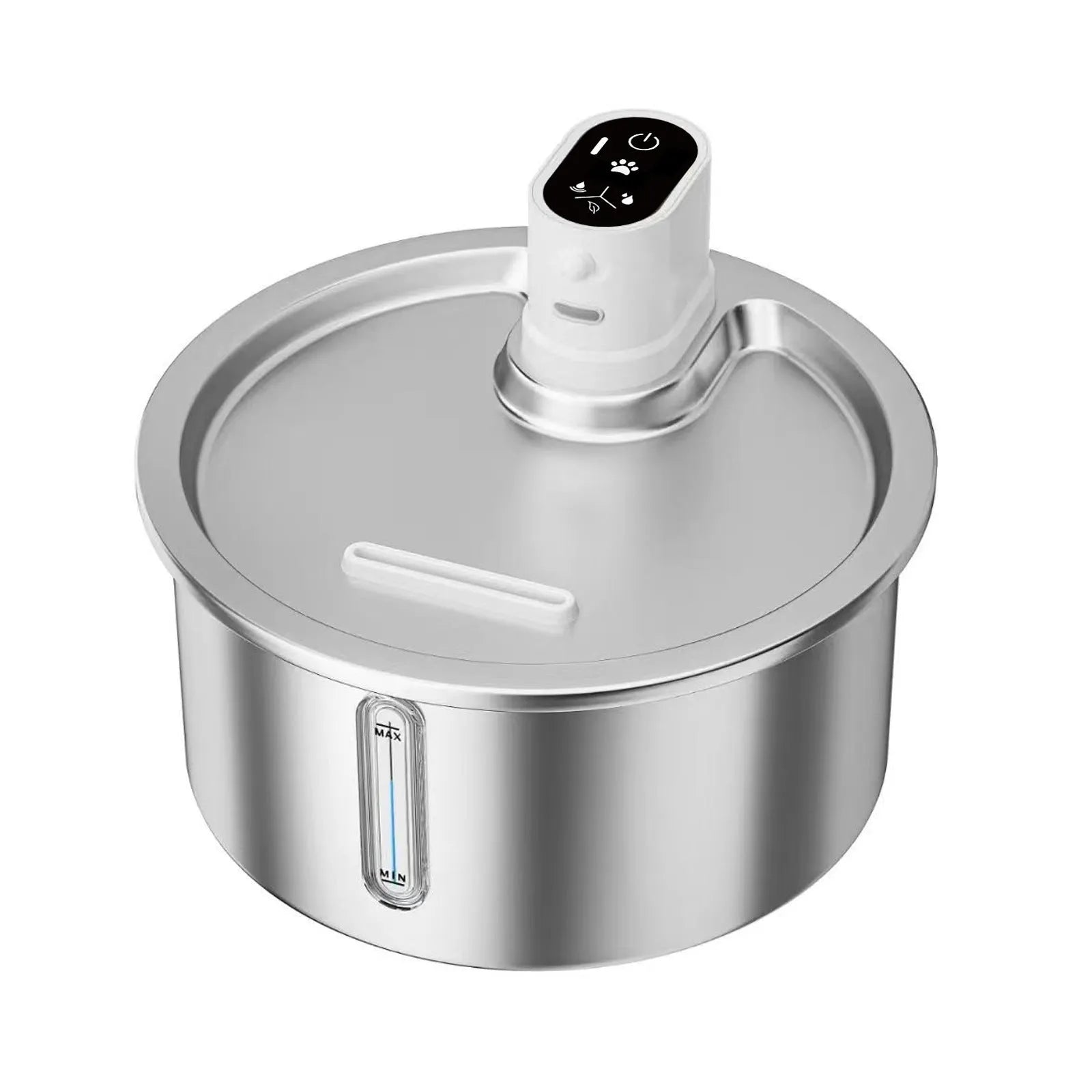 Stainless steel heated water fountain for pets with constant temperature base