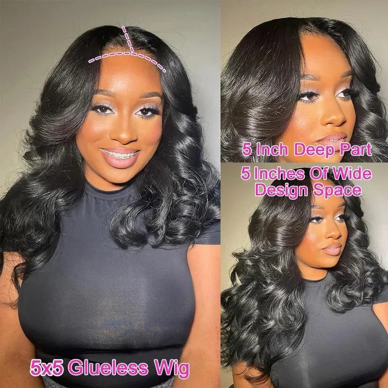 Women's black human hair lace front wig with natural hairline and elastic band on a mannequin head