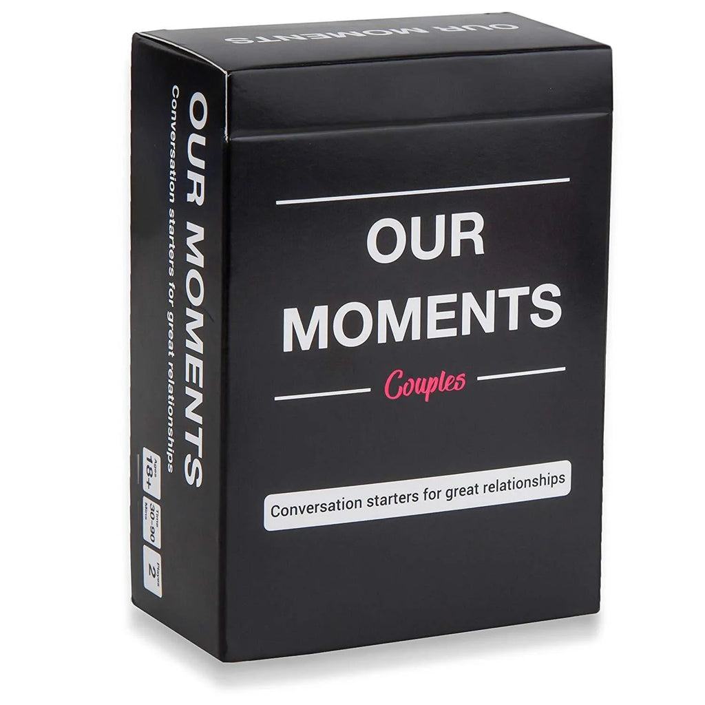 Black coated paper box of Our Time Lovers Edition communication cards for couples.