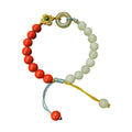 8mm cinnabar and Hetian gray jade flower bracelet in retro ethnic style for women