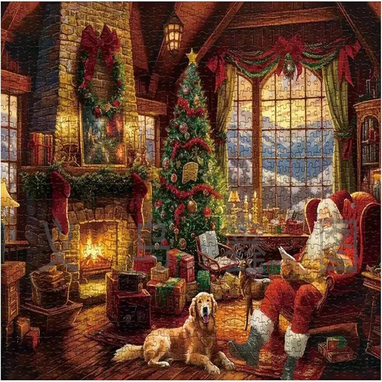 Children's Santa Claus 1000 piece paper puzzle toy in colour box packaging for teenagers