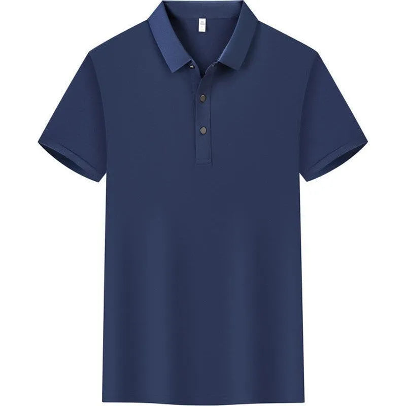 Short sleeve polo shirt style overalls in thin pearl cotton, shown in a straight cut.