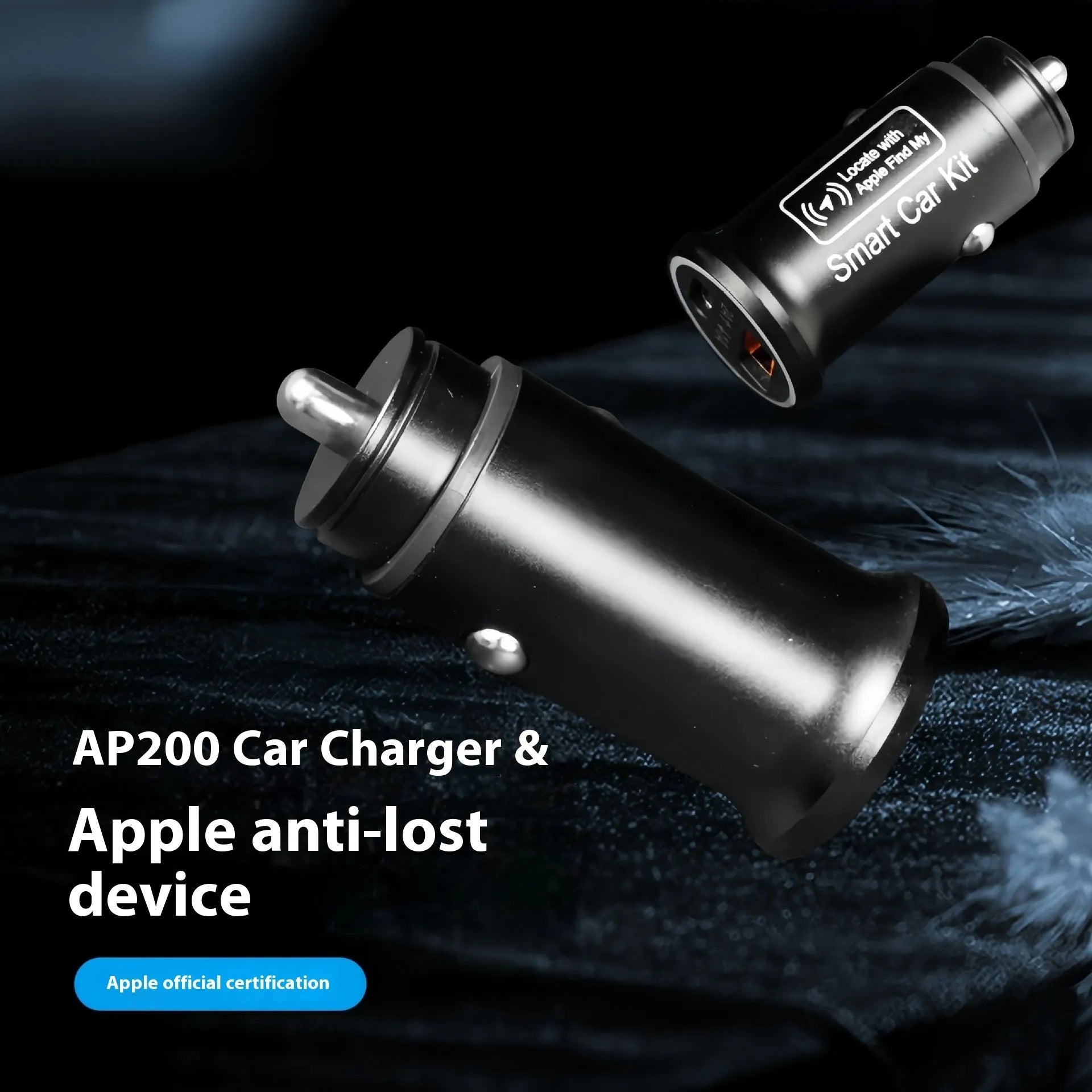 Black car charger GPS locator device for finding lost vehicles.