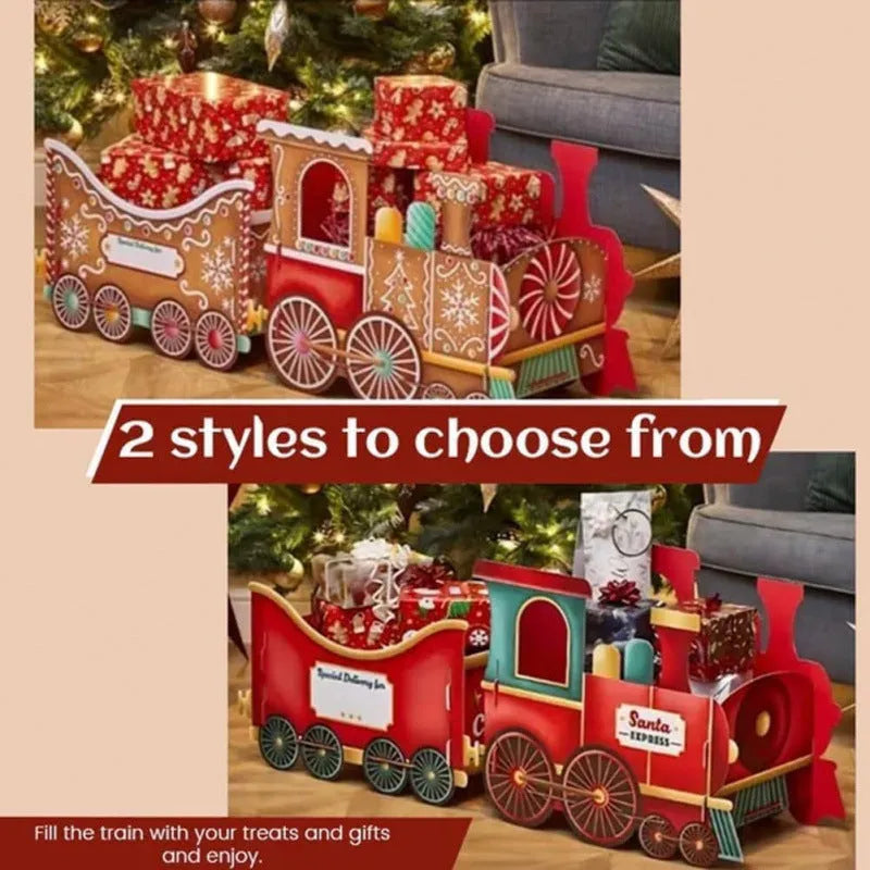 Santa Claus gift train plastic Christmas decoration in American style for home display