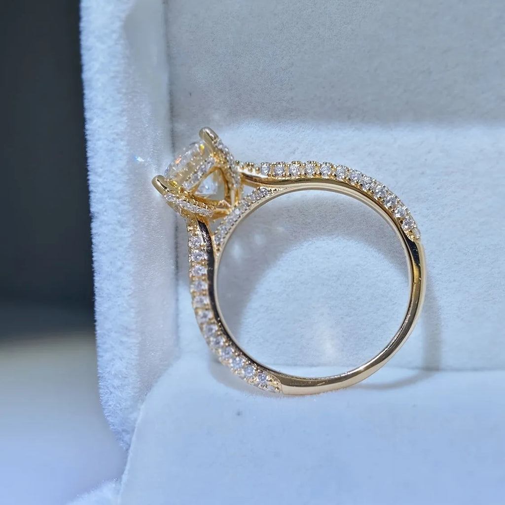 Copper plated moissanite diamond ring for women alloy style1 on finger