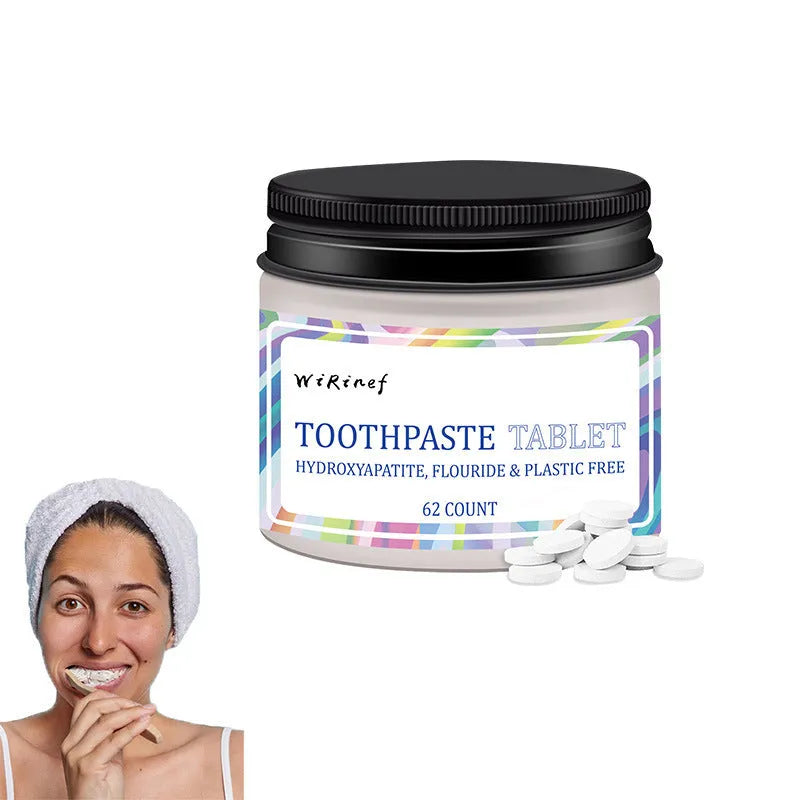 62 TP19 coloured solid toothpaste tablets in portable packaging for oral hygiene cleaning