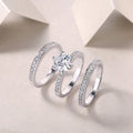 Wedding ring set with 2-carat moissanite in S925 silver platinum plating, gift box, GRA certificate