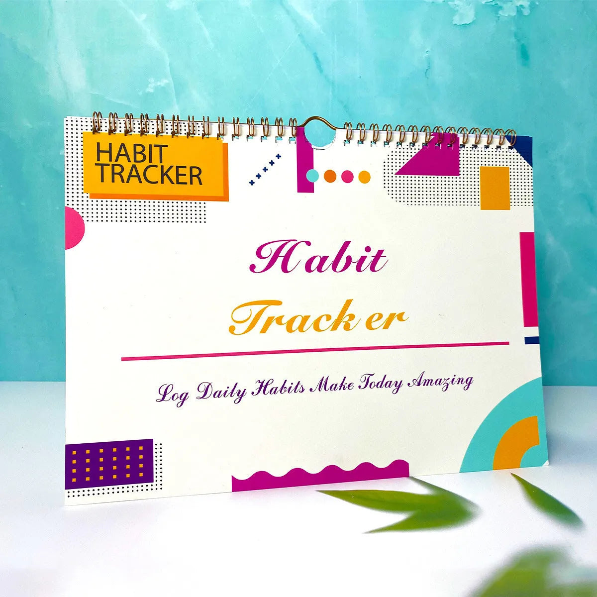 English habit tracking book with 12 pages measuring 21cm by 28cm in multiple colour options