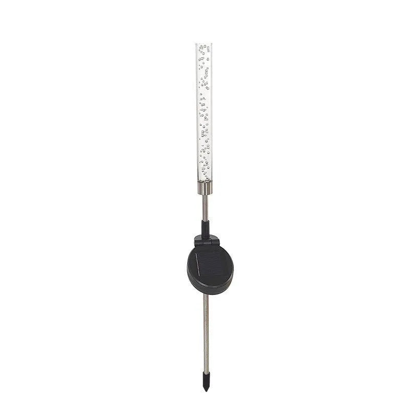 Solar bubble stick lawn lamp in stainless steel and acrylic with warm light and colorful slow flash effect