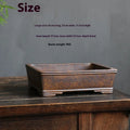 Purple sand rectangular bonsai pot with five-line basin design for pine and cypress trees