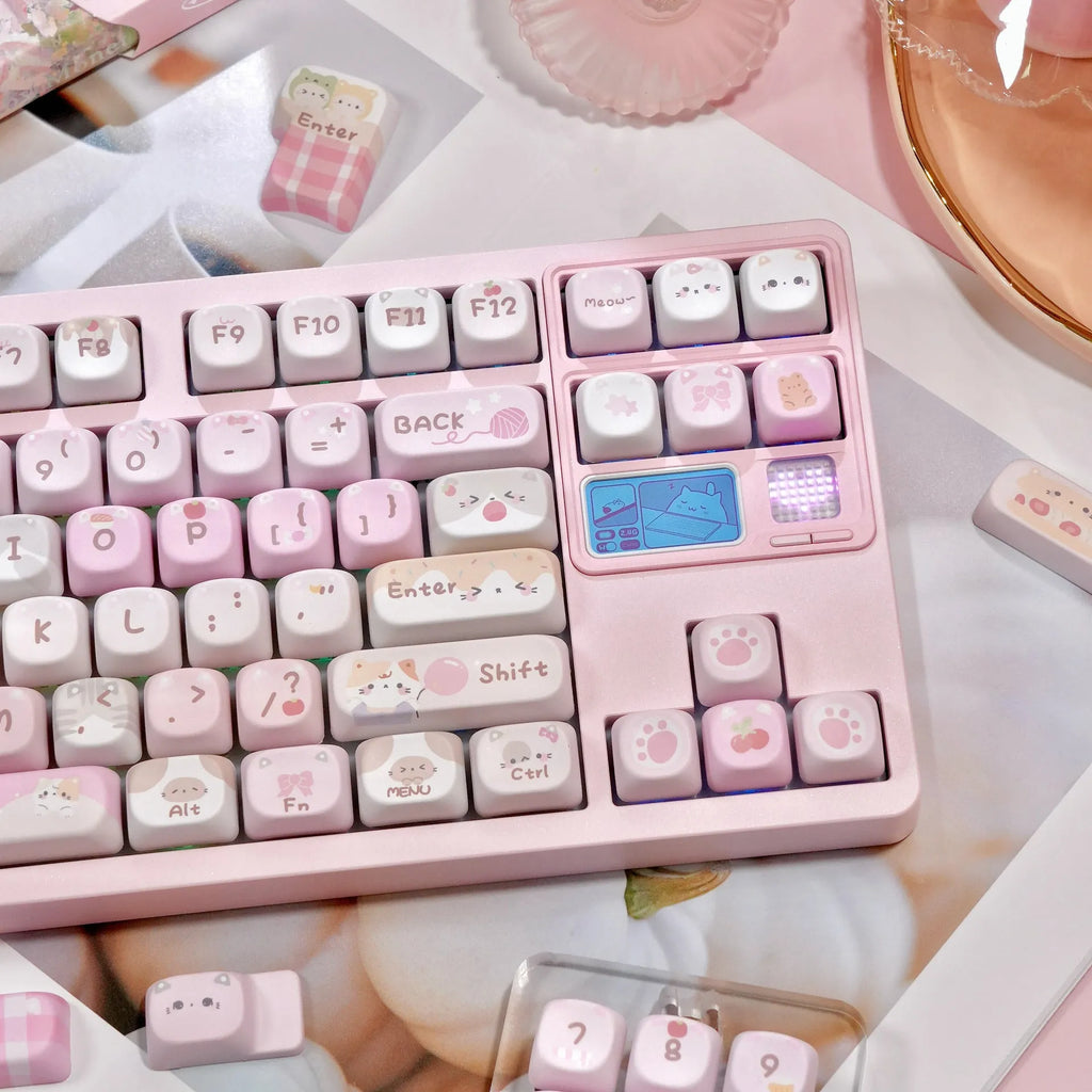 MOA plastic keycaps with colourful cartoon sublimation printing on all five sides