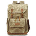 Canvas DSLR camera backpack in khaki colour with waterproof and anti-shock features