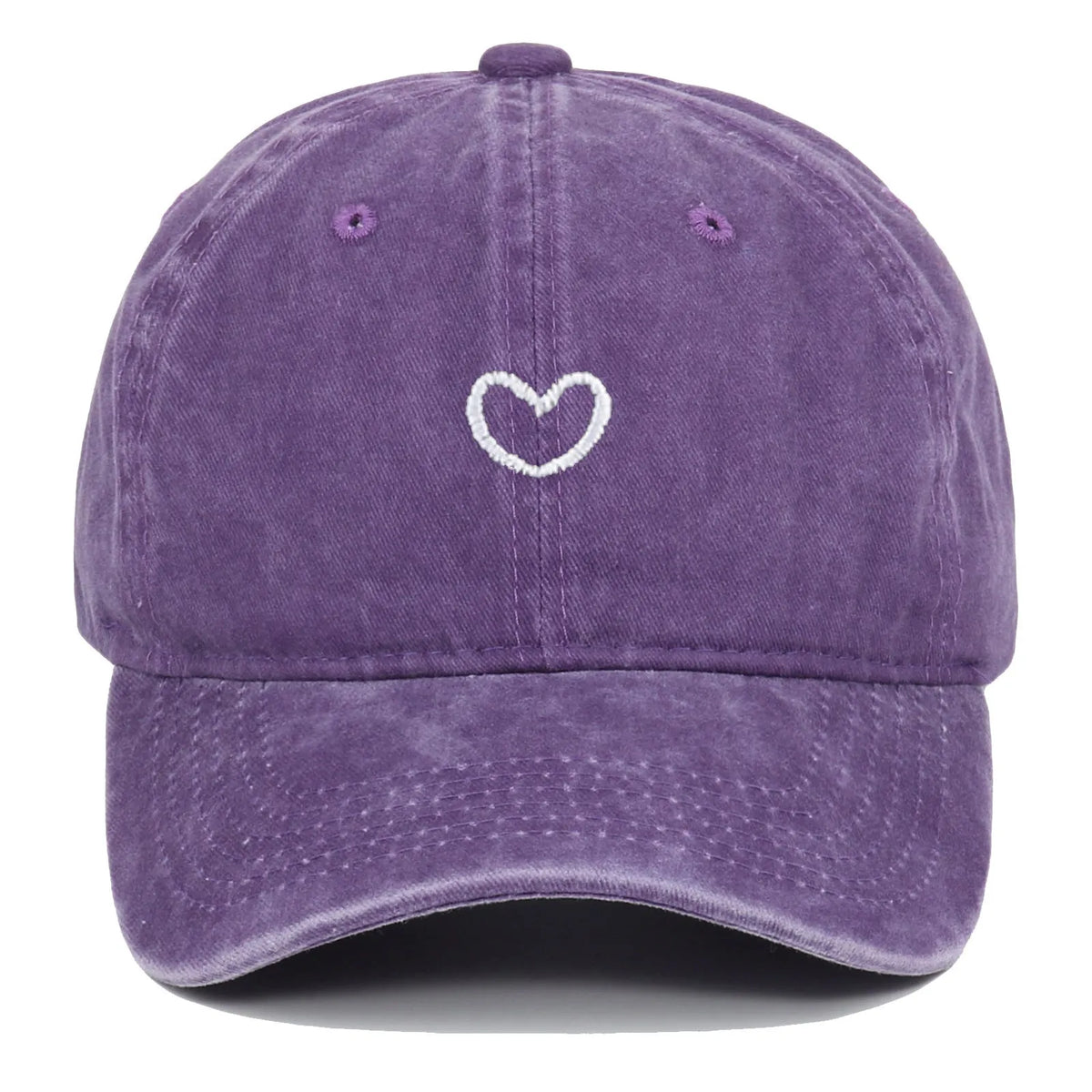Artistic retro small love embroidered soft top cotton peaked cap in adjustable size.