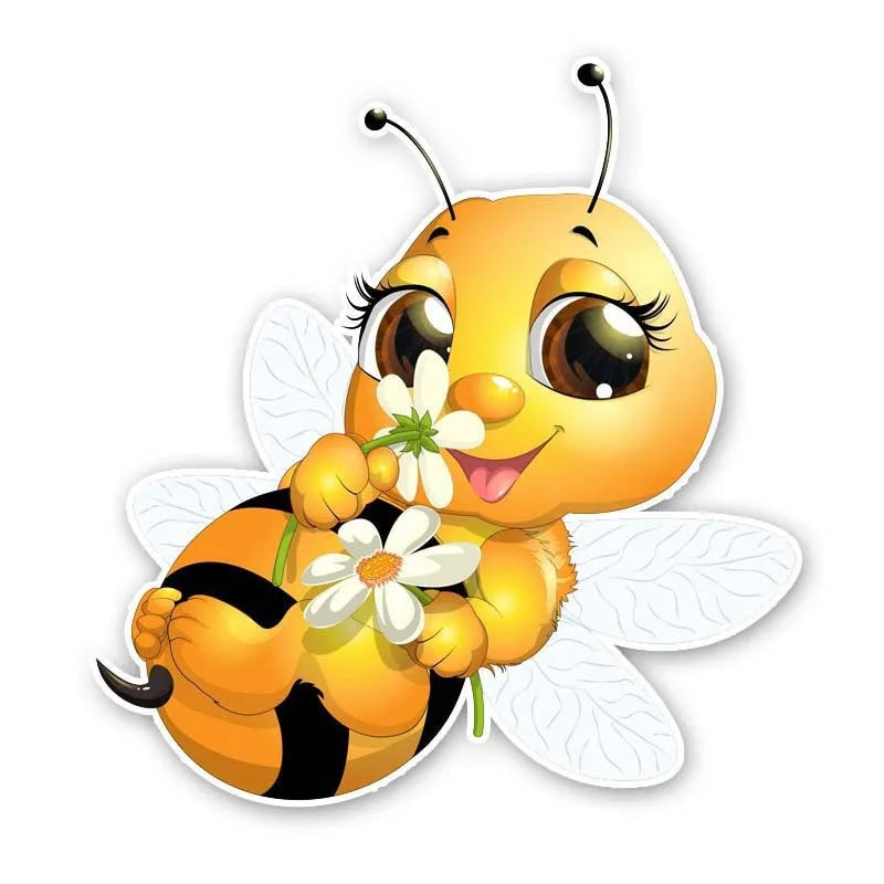 Cartoon little bee car body sticker, 15x14cm PVC decal in reflective or non-reflective finish