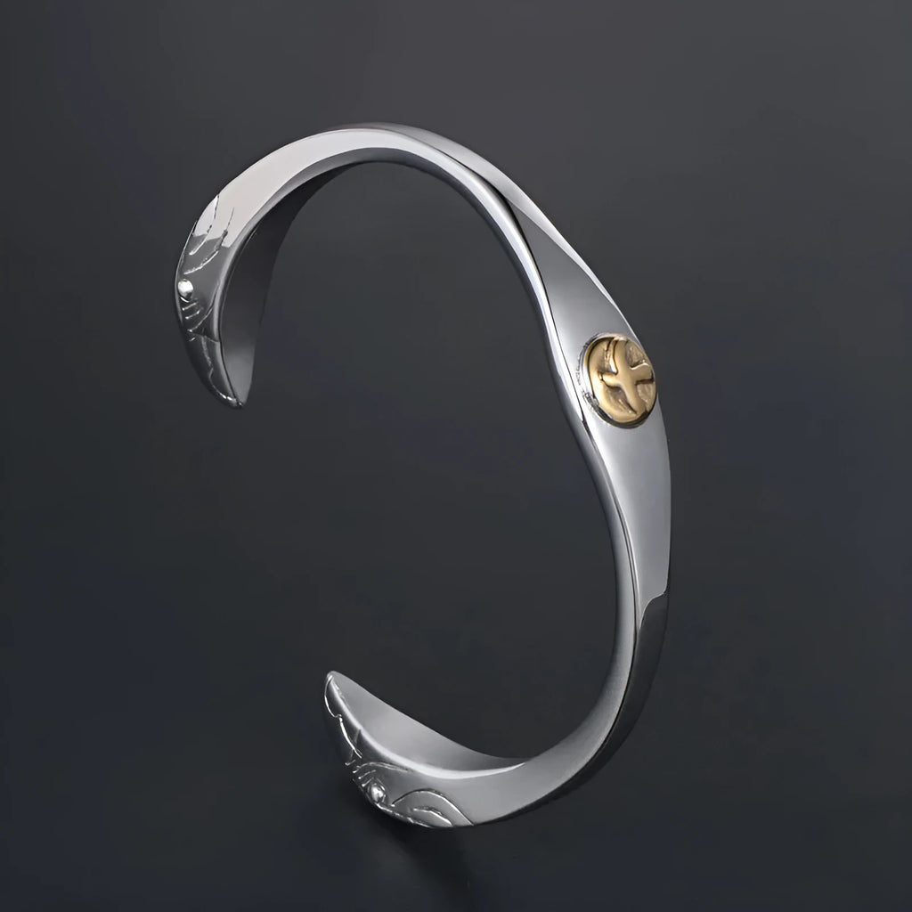 Vintage flying bird gold eagle polished titanium steel bracelet silvery colour open design