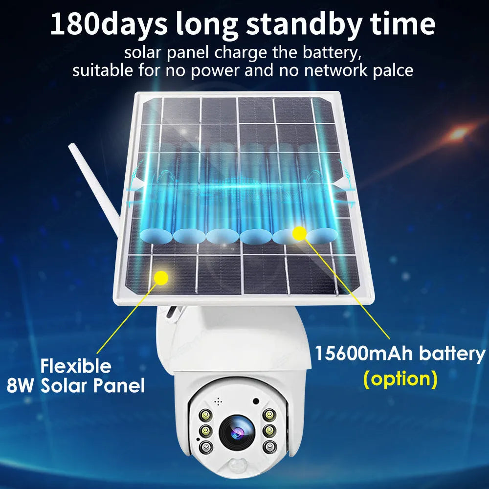 4G SIM card solar security camera 1080P outdoor PTZ dome night vision wireless LTE camera with metal shell