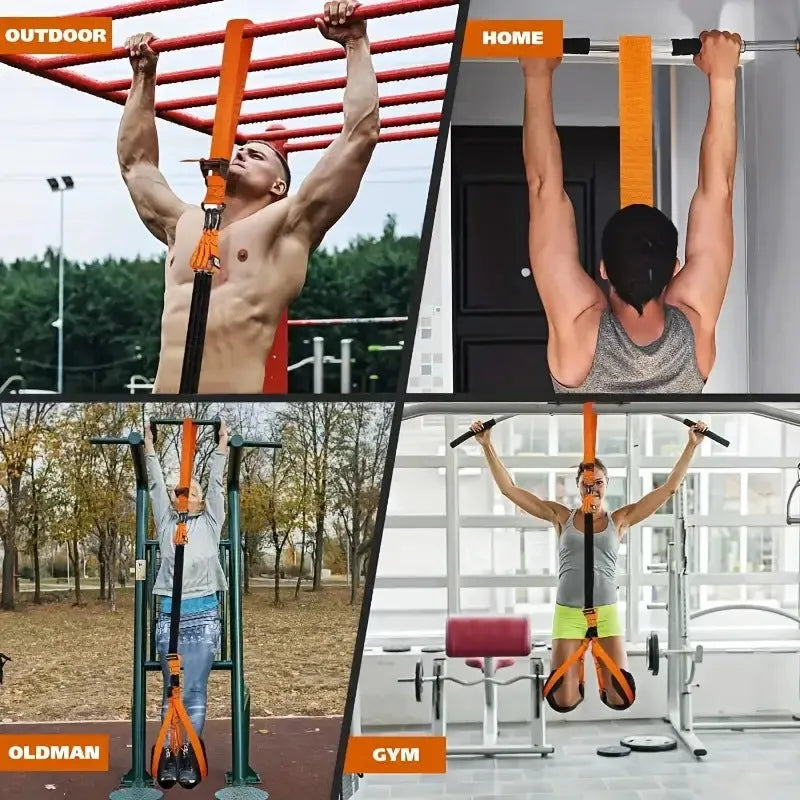 Black 255 lbs pull-ups auxiliary strap suit made from TPE material for fitness training