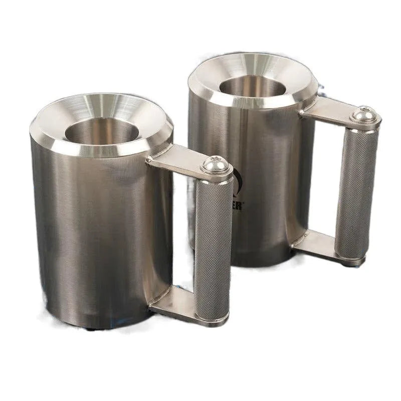 Silver stainless steel dumbbell cup weighing 8kg for strength training.