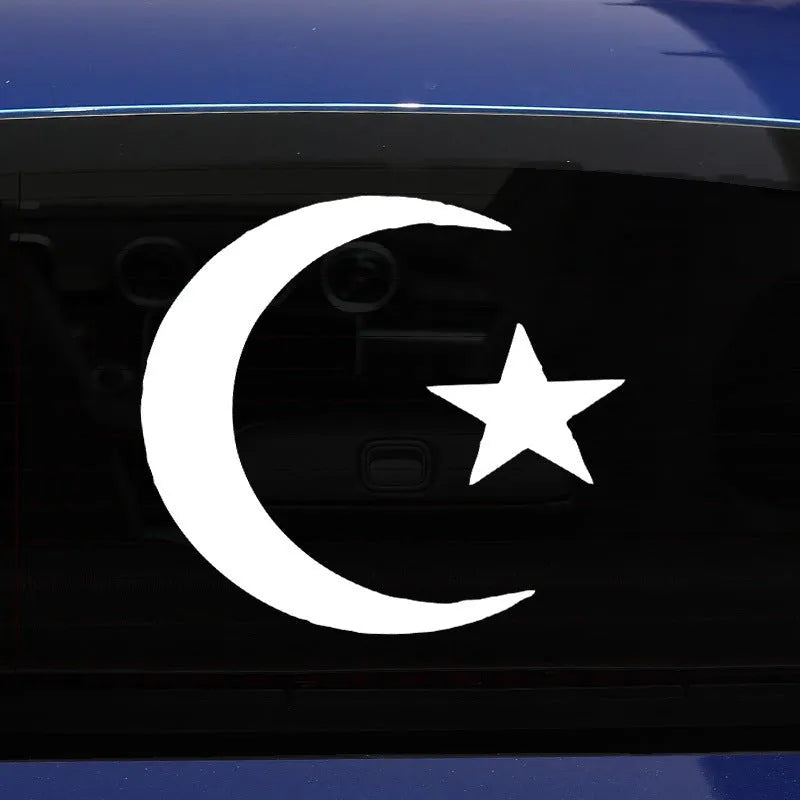 Star and moon sticker sheet in black or white, 15x15cm, for electric motorcycle, car or notebook