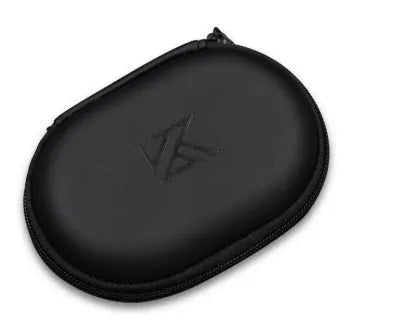Black oval leather earphone storage bag compatible with EDX PRO and ZEX PRO earbuds.