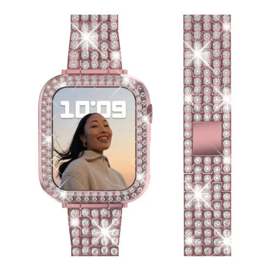 Apple Watch case with double diamond glass peep-proof protection in multiple colour options