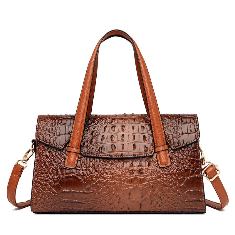 Polyester leather-look messenger shoulder bag in six colour options showing horizontal square shape.