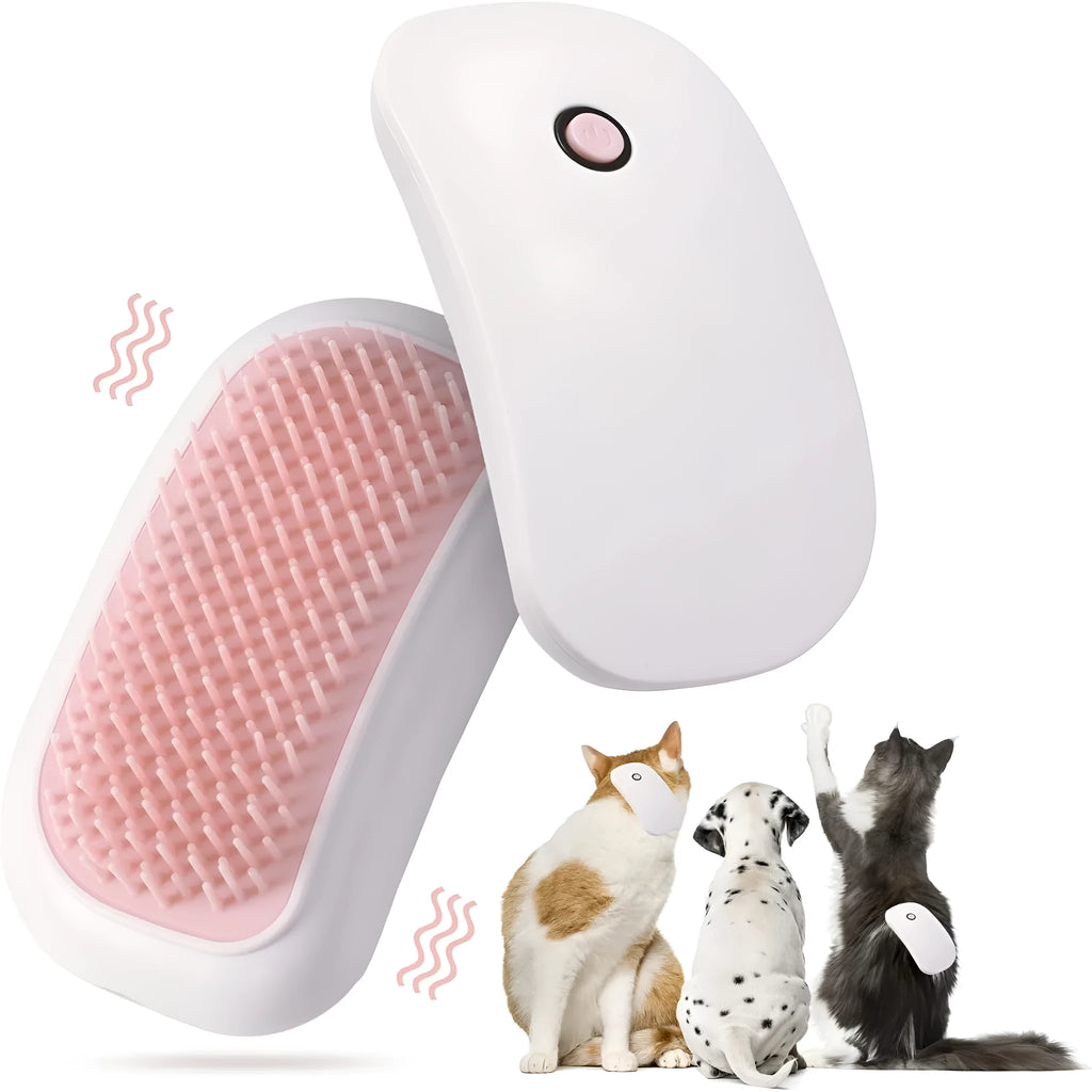 Pink electric pet massage brush with TPE comb teeth for cats and dogs