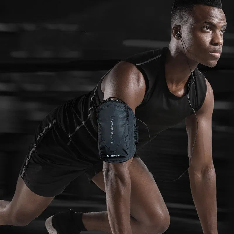 Reflective running arm bag with 7-inch capacity in three colour options