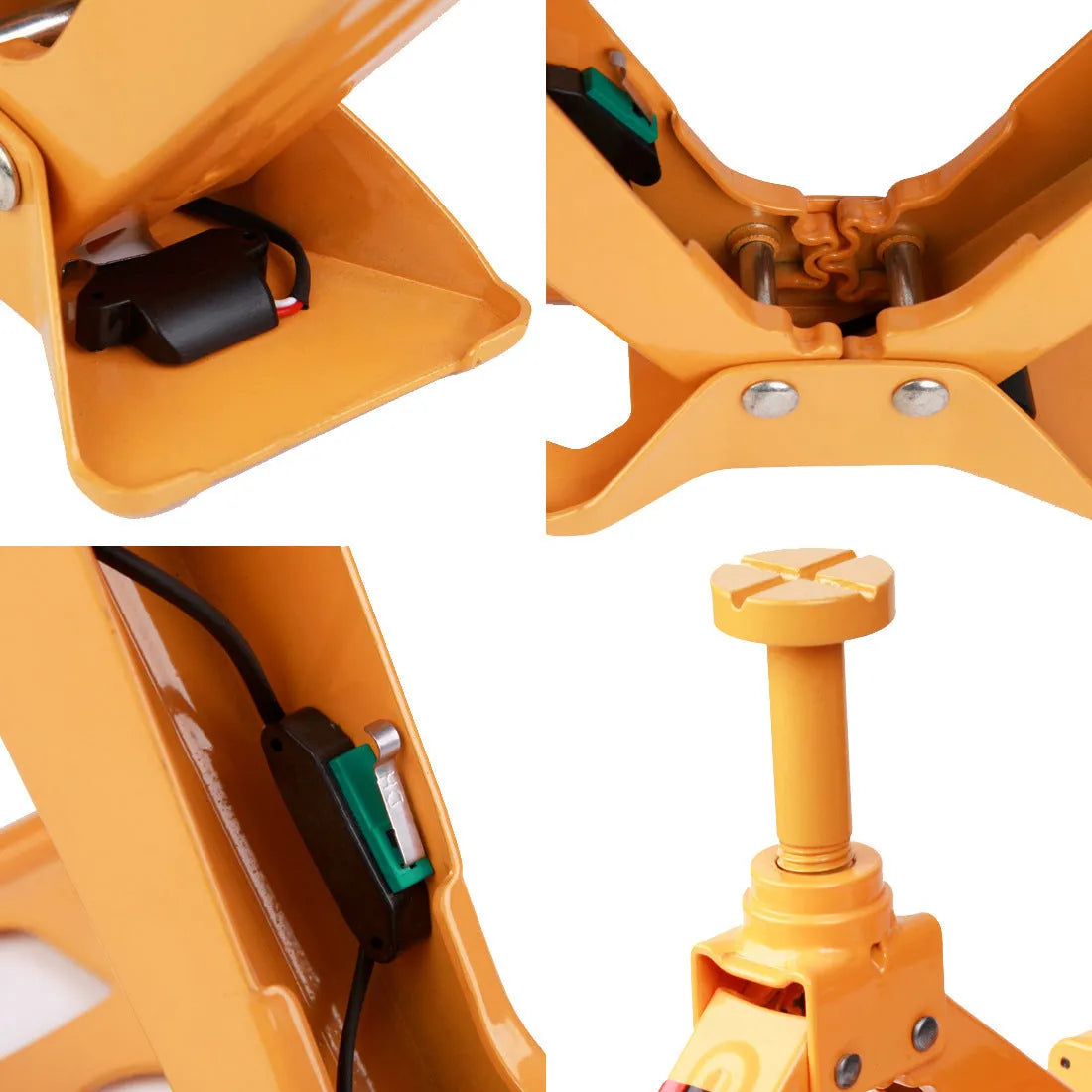 Yellow steel electric car jack set with 12V power wrench for tyre changes