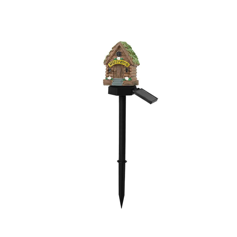Outdoor LED garden light with flower shape design and solar resin construction