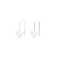 Silver-coloured heart-shaped earrings with three-dimensional glossy finish and Korean-style design