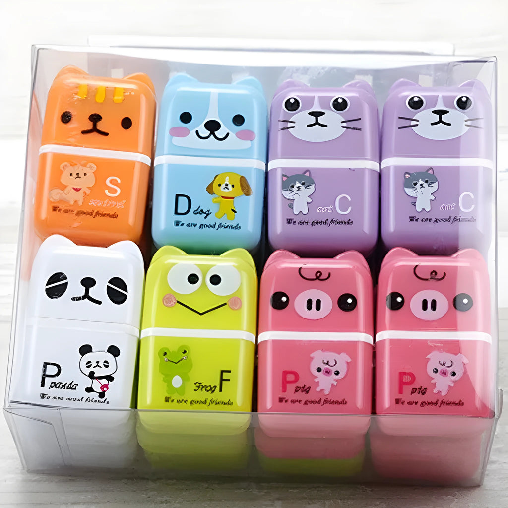 Creative cartoon anti-dandruff eraser in mixed colours, 6 pack, 3x1.5x5cm plastic pencil eraser