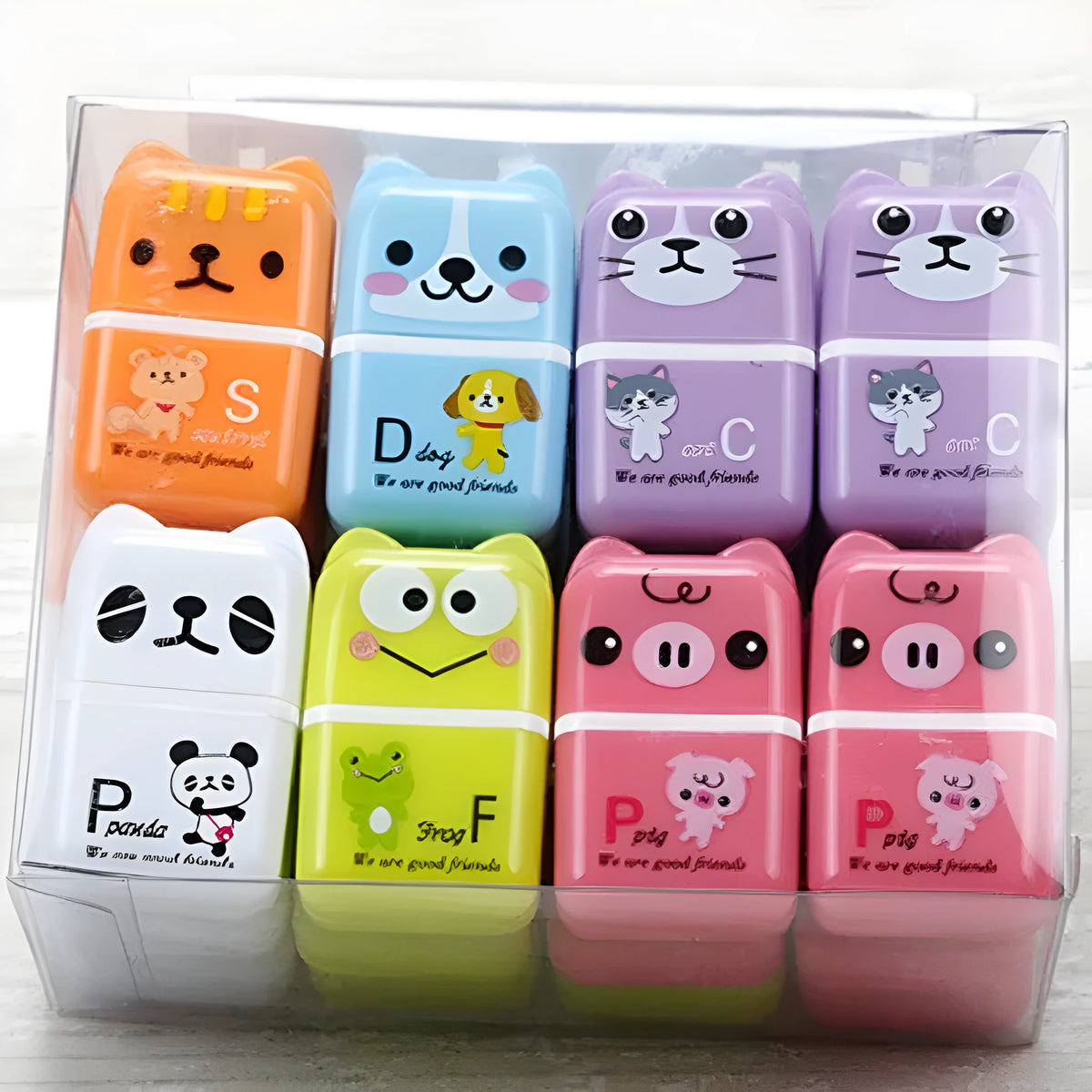 Creative cartoon anti-dandruff eraser in mixed colours, 6 pack, 3x1.5x5cm plastic pencil eraser