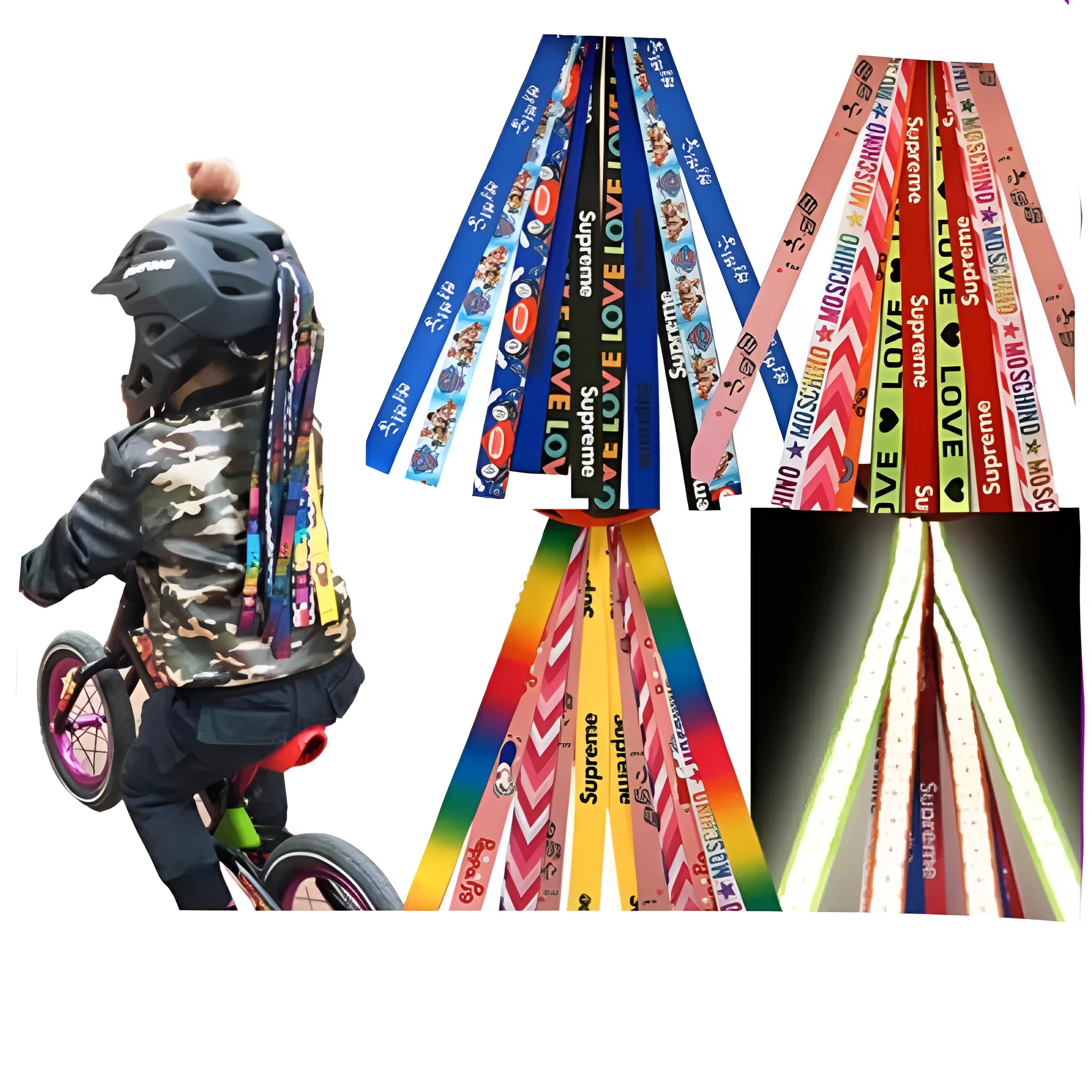 Children's helmet decorative streamers in apricot, khaki, and other colours for roller skating and balancing car helmets