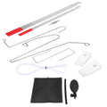 9-piece automotive maintenance tool set with air pump wedge, plastic wedges, hooks, and crowbars