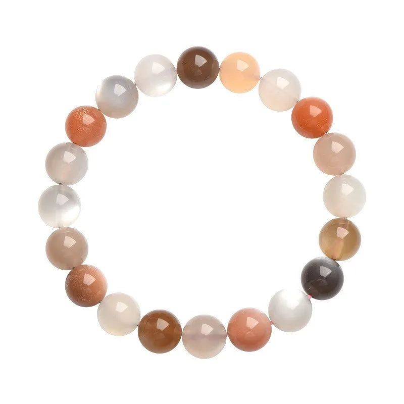 Natural colourful moonlight Duobao bracelet with 8mm moonstone beads in single circle design