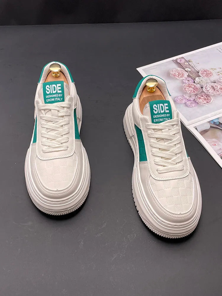 Men's and women's cloth sports casual shoes with rubber foam soles in white-green and white-black colour options