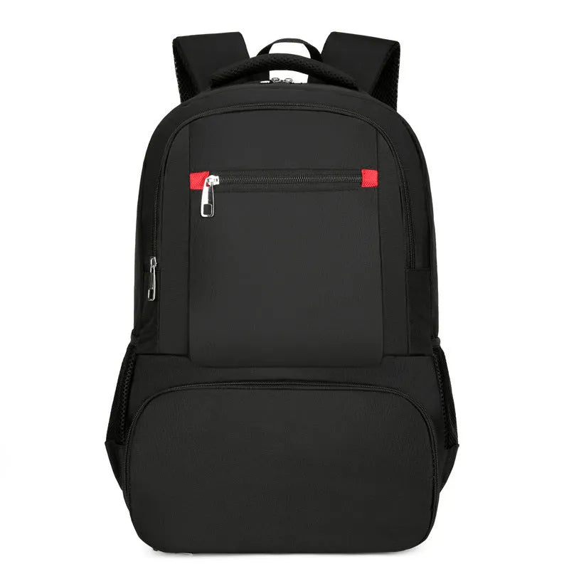 Oxford cloth insulated backpack with curved shoulder straps and multiple compartments