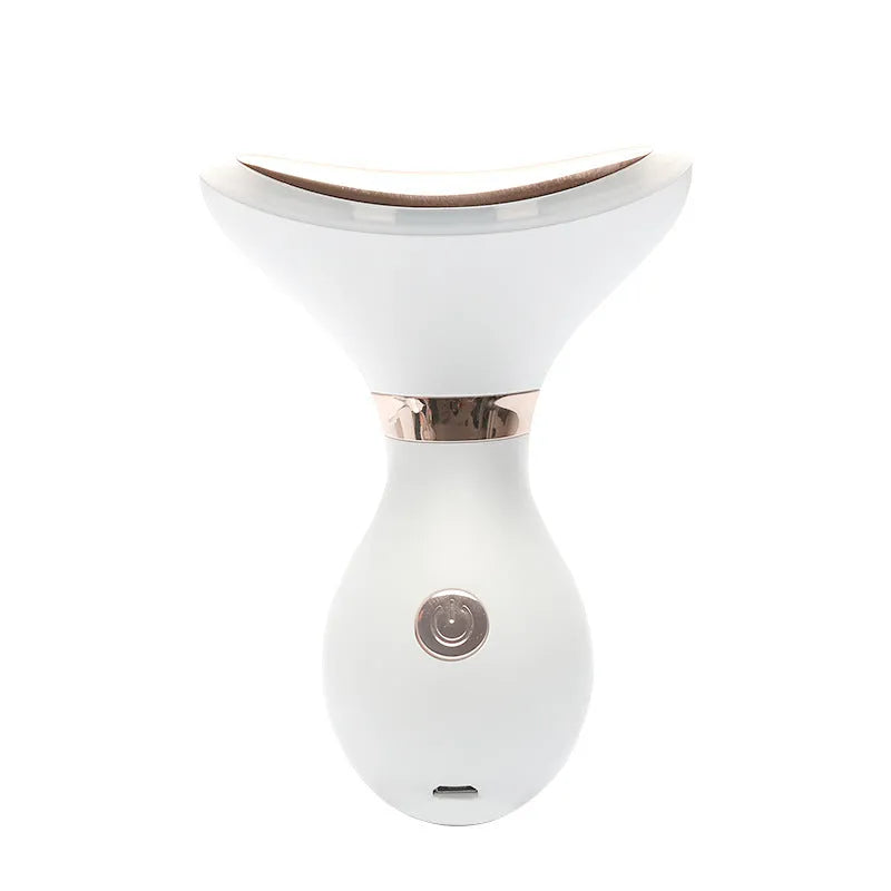 Tightening beauty instrument with USB charging and blue, green, and red light modes for home neck wrinkle care.