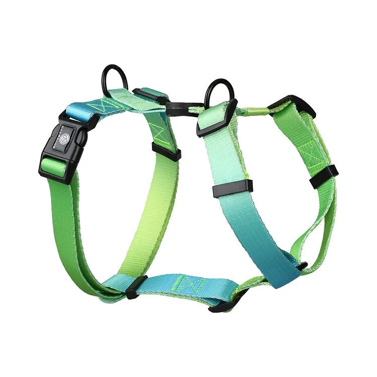 Gradient colour pet chest harness with adjustable straps in sizes S, M, L for dogs and cats