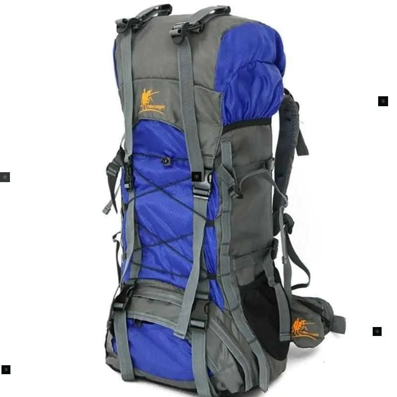 60L waterproof leather hiking backpack with zipper, available in twelve colours, for camping and climbing