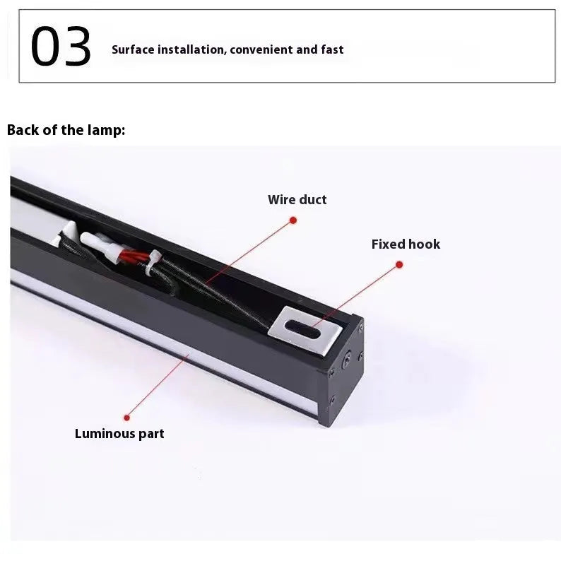 80cm black aluminium LED wall lamp with PC shade and three-colour touch switching