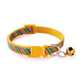 Twill printed cloth collar with bells for cats or small dogs, adjustable 19-32cm, in blue