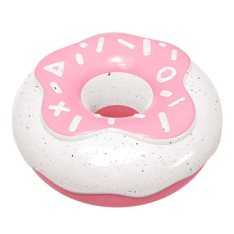 TPR donut-shaped dog toy with textured surface for molar cleaning, shown in pink colour with measurement scale
