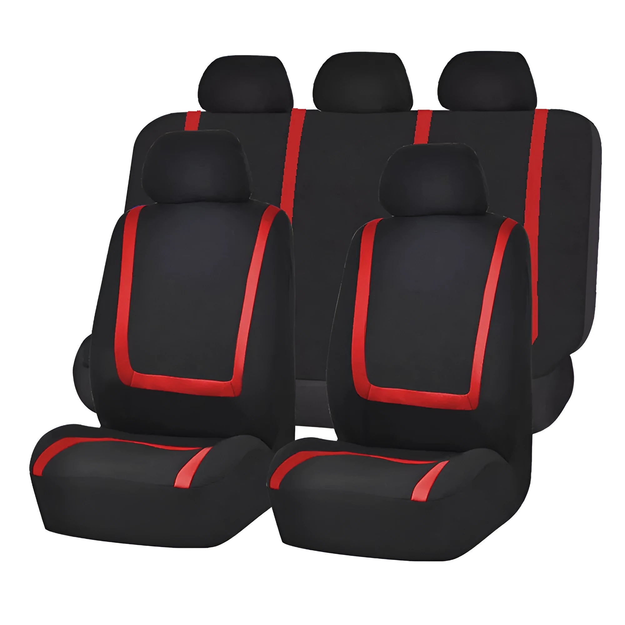 Fully enclosed universal car seat cover set in a two-tone colour on a vehicle seat.