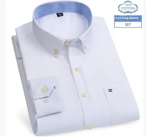 Men's long sleeve pure cotton plaid shirt in casual style, available in five colours and sizes 38-47.