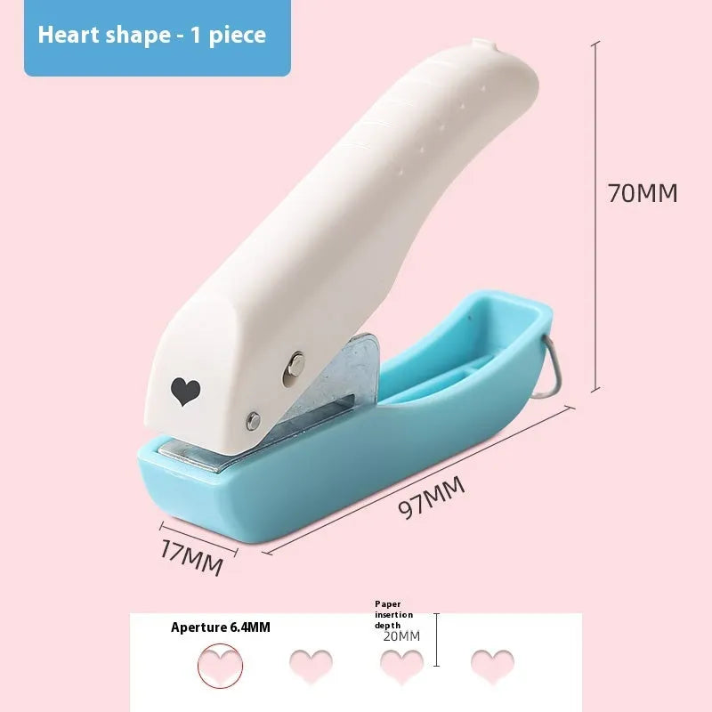 Small manual punching machine with love, star, and round shaped 4mm embossed patterns for paper crafting