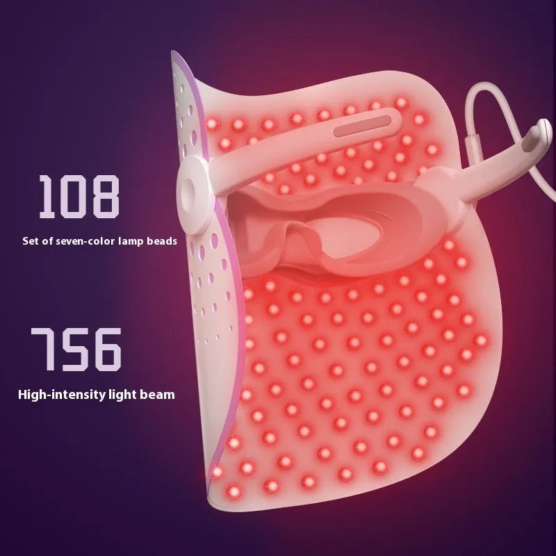 White and purple photon IPL beauty mask device with spectrometer for home use.