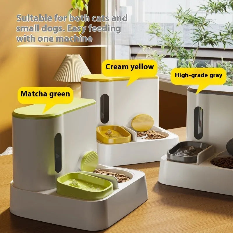 Cat automatic pet feeder with integrated water dispenser in multiple colour options